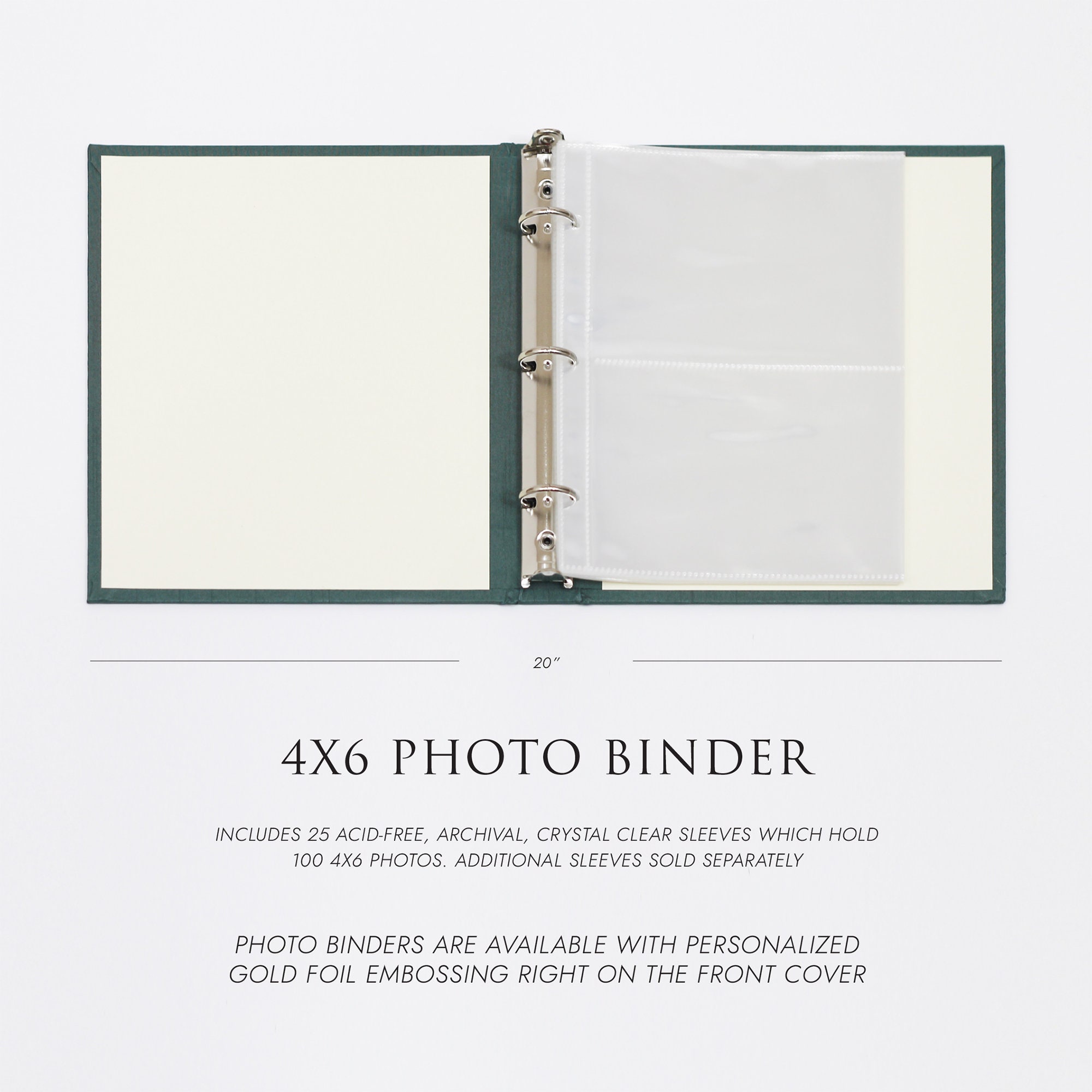 PERSONALIZED 4x6 Photo Binder With Natural Linen Cover Price Includes  Custom Gold Foil Embossing Holds up to 200 Photos 1 Inch Rings 