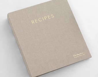 Personalized Recipe Journal with Natural Linen Cover | Personalized Gift | Custom Cookbook | Family Recipes | Gift for Chefs & Home Cooks