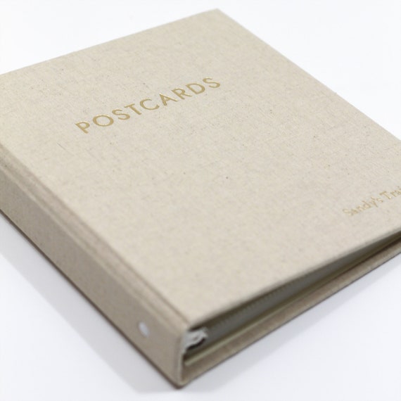Medium Postcard Album With Natural Linen Cover | 2 Postcards per