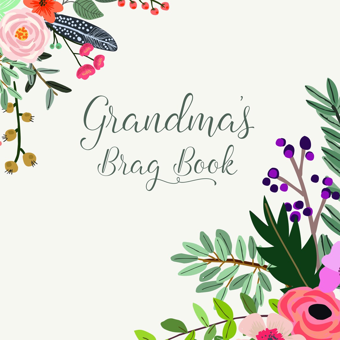 Grandma’s Brag Book With corner Bouquet Cover | Etsy