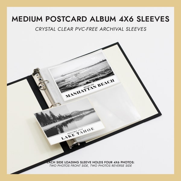 4x6 Medium Postcard Album Sleeves Pack of 10 For 40 Photos Fits Medium Postcard Albums Crystal Clear PVC-Free Archival Photo Album Sleeves