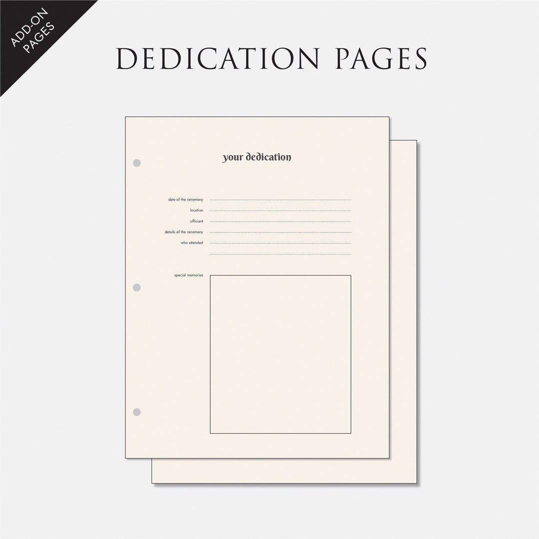 Baby Memory Binder Add-on Pages: Dedication | Additional Journaling ...