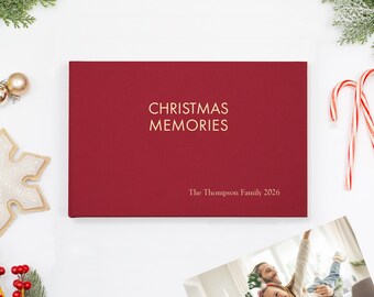 Christmas Memories Album | Personalized | Red Cotton Cover | Holds 50 Photos & Cards