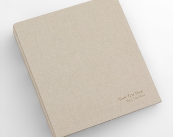 PERSONALIZED 5x7 Photo Binder with Natural Linen Cover | Price Includes Custom Gold Foil Embossing | Holds up to 200 Photos | 1 Inch Rings