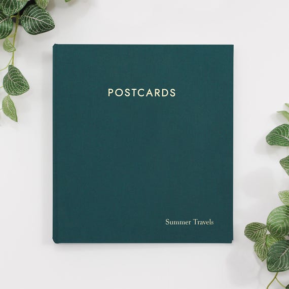 Large Postcard Album With Teal Cotton Cover | 2 Postcards per Clear Sleeve  | up to 5x7 Postcards | Shows Both Front and Back of Cards - Etsy