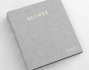 Personalized Recipe Journal with Dove Gray Cotton Cover | Personalized Gift | Custom Cookbook | Family Recipes | Gift for Chefs & Home Cooks