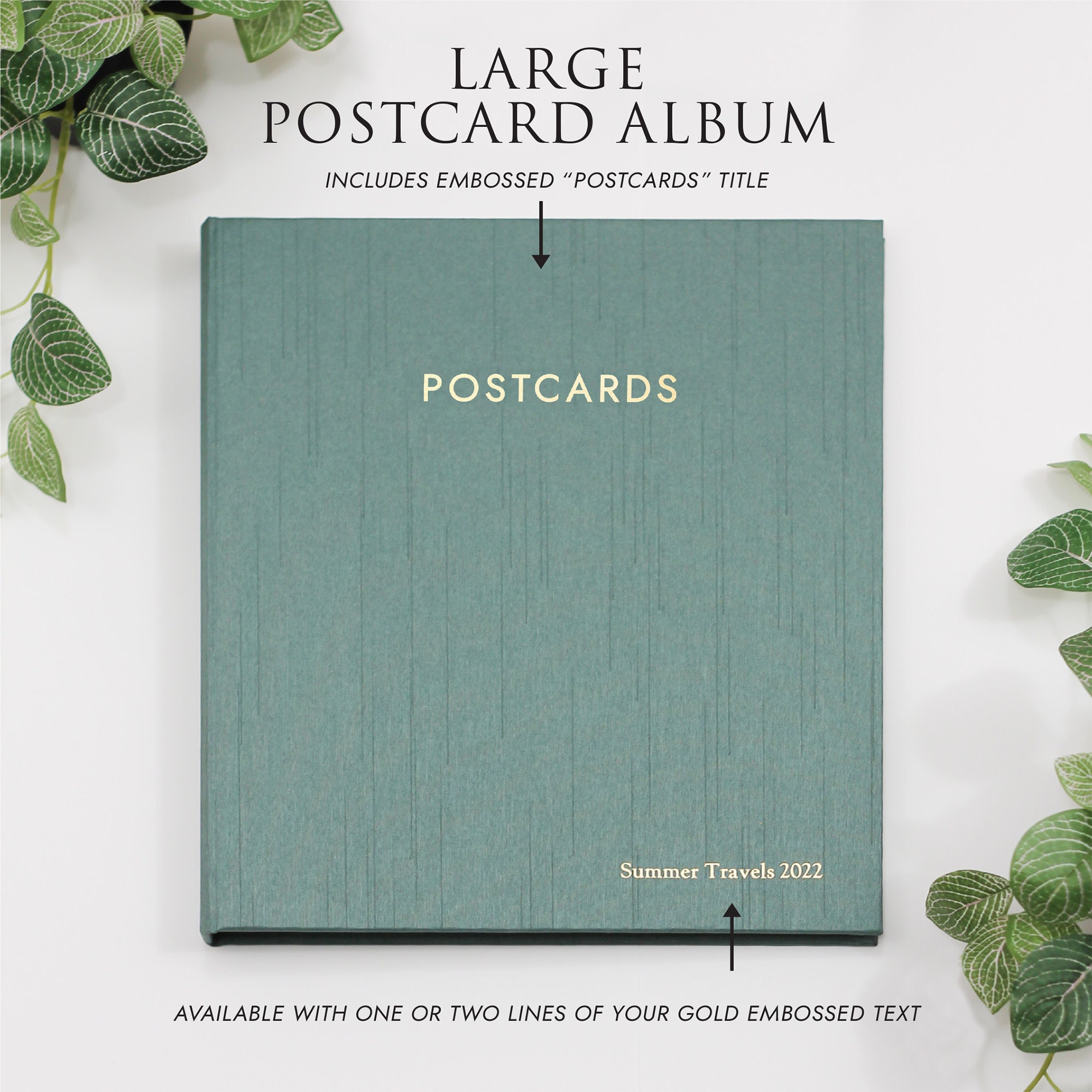 Medium Postcard Album | Cover: Misty Blue Silk | Available Personalized