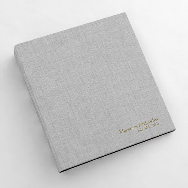 PERSONALIZED Storage Binder with Dove Gray Cotton Cover | Price Includes Custom Gold Foil Embossing | Holds 8.5. x 11 Pages | 1 Inch Rings