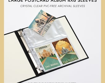 4x6 Postcard Album Sleeves Pack of 10 For 60 Photos Fits Postcard Albums Crystal Clear PVC-Free Archival Photo Album Sleeves