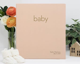 Baby Memory Binder Peachy Pink Cotton Personalized New Mom Baby Shower Gift First Year