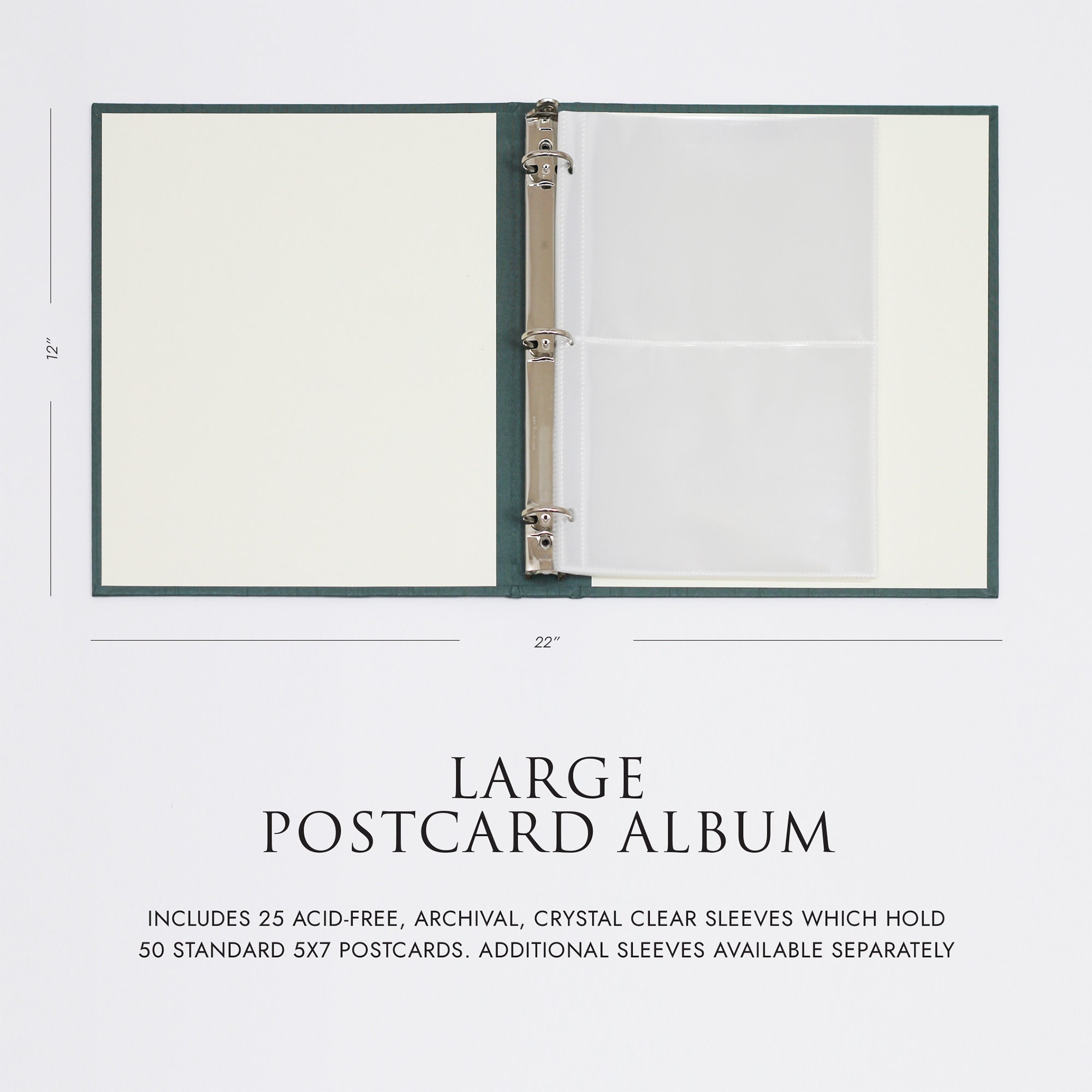 Large Postcard Album With Mocha Vegan Leather Cover 2 Postcards