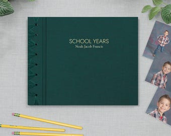 Personalized Handmade School Years Memory Album with Teal Cotton School Photo Album Keepsake Memory Graduation Gift Embossed