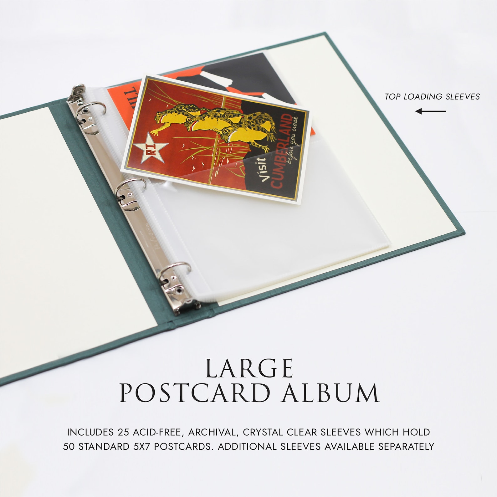 Large Postcard Album With Dove Gray Cotton Cover | 2 Postcards per ...