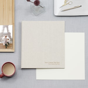 PERSONALIZED Storage Binder with Natural Linen Cover | Price Includes Custom Gold Foil Embossing | Holds 8.5. x 11 Pages | 1 Inch Rings