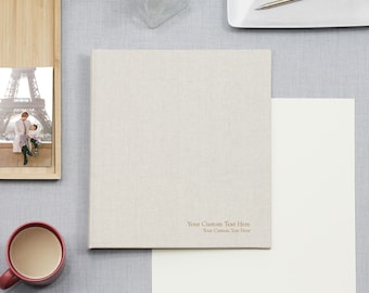 PERSONALIZED Storage Binder with Natural Linen Cover | Price Includes Custom Gold Foil Embossing | Holds 8.5. x 11 Pages | 1 Inch Rings