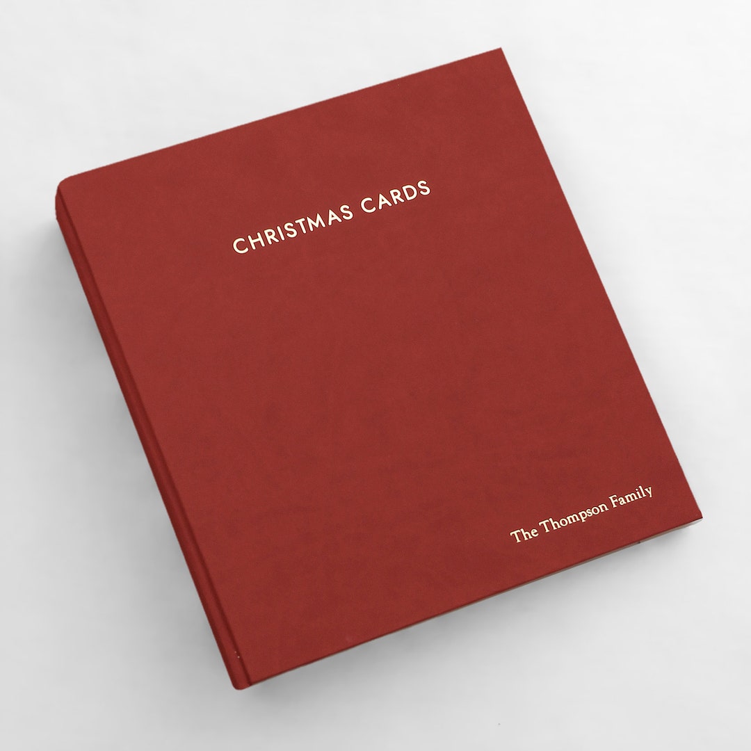 PERSONALIZED Christmas Card Album With Red Vegan Leather Cover Etsy