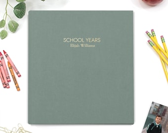 Personalized School Years Memory Binder Jade Green Cotton | Childhood Class Memories Custom  Milestone Keepsake Graduation Student Gift