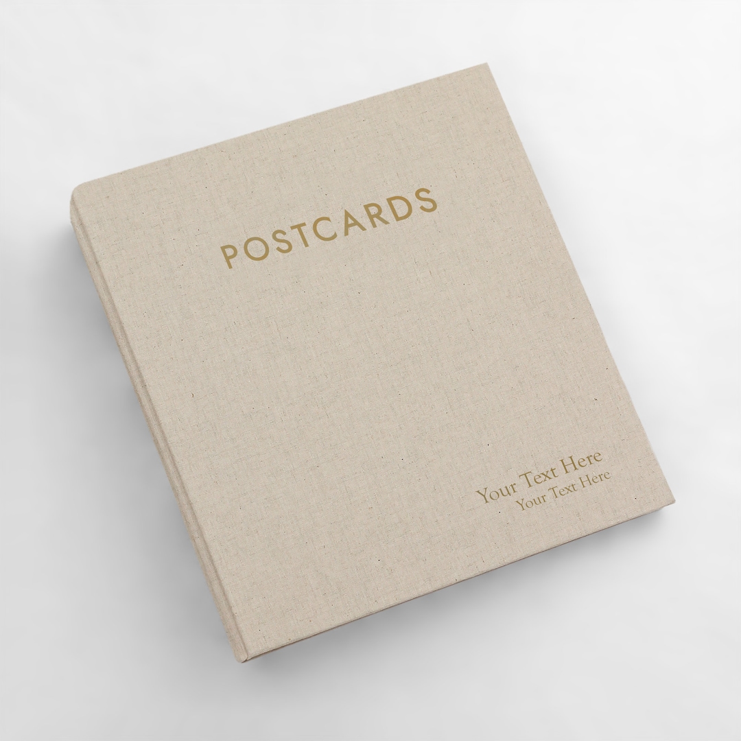 Medium Postcard Album With Natural Linen Cover | 2 Postcards per