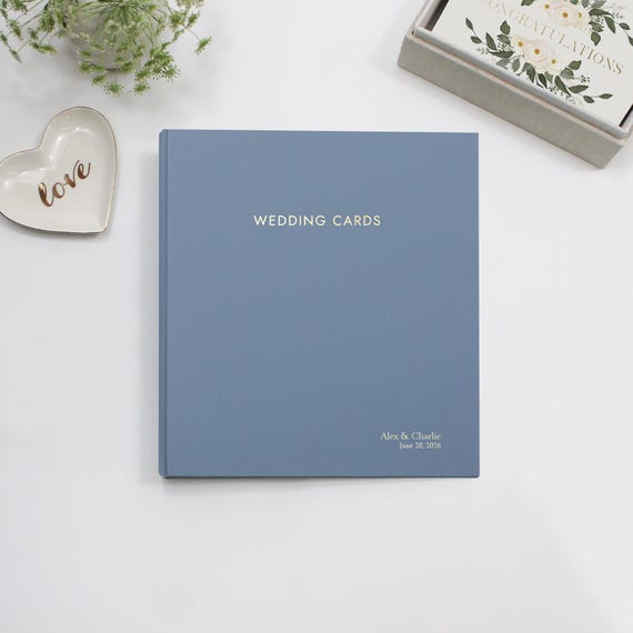 wedding card binder Personalized Wedding Card Album With Ocean Blue Vegan Leather Keepsake  Binder Storage Wedding Gift for the Couple Heirloom Archival Custom