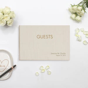 Personalized Guest Book - 7 x 10 Custom Silk Wedding Guestbook Sign-in for Reception Engagement Party Modern Blank Polaroid Luxury