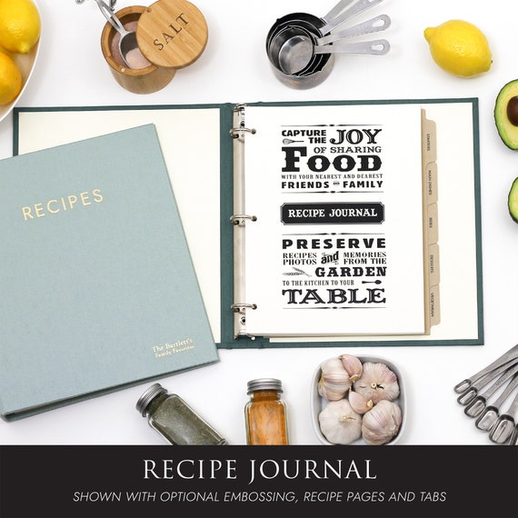 Recipe Journal Embossed with RECIPES covered with Terra Cotta Faux L -  Rag & Bone Bindery