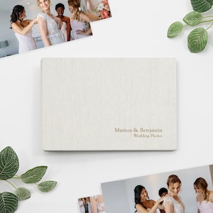 PERSONALIZED Small 4x6 Photo Binder with Ivory Silk Cover | Price Includes Custom Gold Foil Embossing | Holds up to 100 Photos