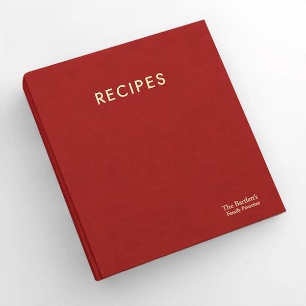 Personalized Recipe Journal with Red Vegan Leather | Personalized Gift | Custom Cookbook | Family Recipes | Gift for Chefs & Home Cooks