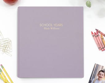 Personalized School Years Memory Binder with Lavender Cotton Cover | Childhood Class Memories Custom  Keepsake Graduation Student Gift