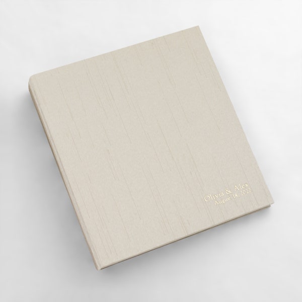 PERSONALIZED 4x6 Photo Binder with Champagne Silk Cover | Price Includes Custom Gold Foil Embossing | Holds up to 200 Photos | 1 Inch Rings