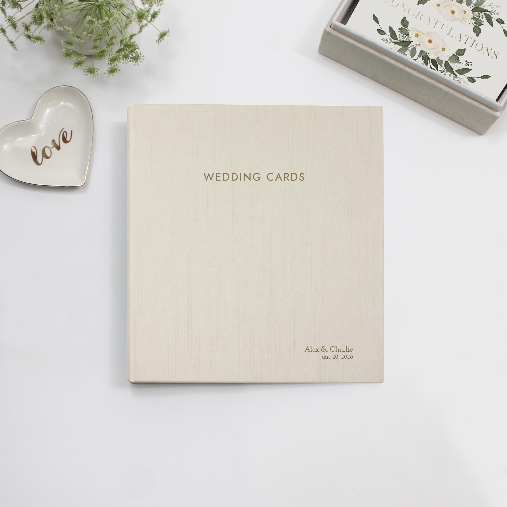 Personalized Wedding Card Album with Ivory Silk Cover Keepsake Binder Storage Wedding Gift for the Couple Heirloom Archival Custom Handmade