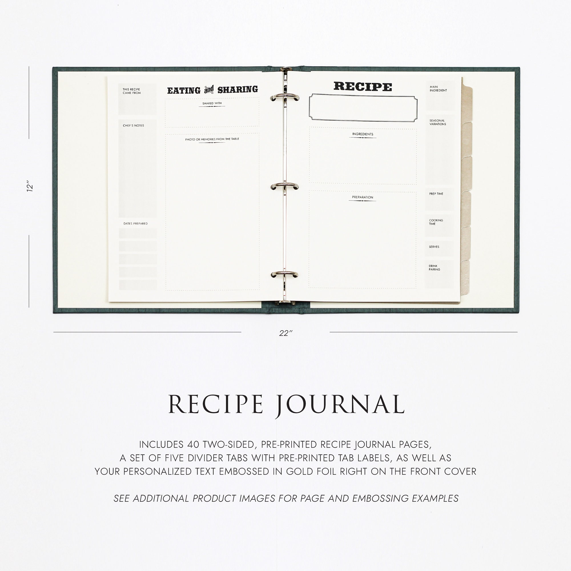 Recipe Journal Embossed with RECIPES covered with Natural Linen - Rag &  Bone Bindery