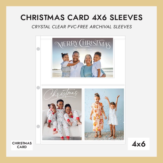4x6 Christmas Card Album Sleeves Pack of 10 For 60 Photos Fits Christmas  Card Albums Crystal Clear PVC-Free Archival Photo Album Sleeves