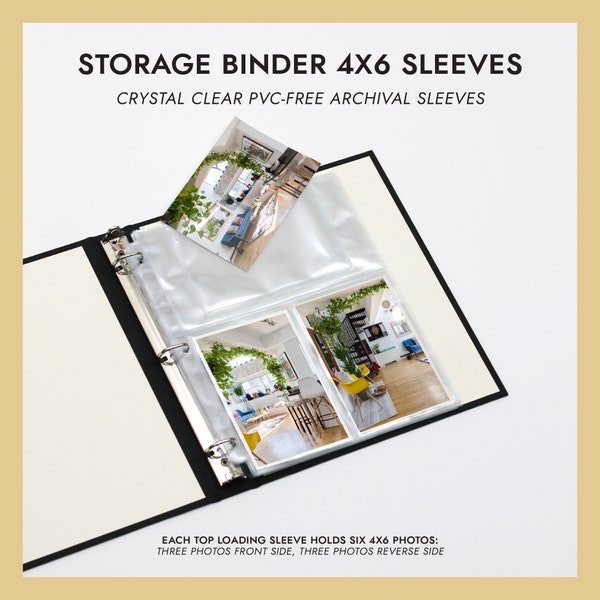 4x6 Photo Binder Sleeves Pack of 10 For 60 Photos Fits Large 4x6 Photo Binder Crystal Clear PVC-Free Archival Photo Album Sleeves