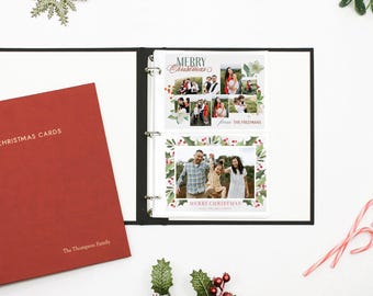 Christmas Card Keeper Album | Personalized Card Storage Binder | Red