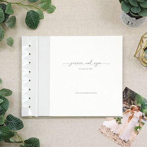 Anniversary Journal Ivory Script Personalized First Paper Anniversary Gift Wedding Couple Engagement Bridal Shower Gift