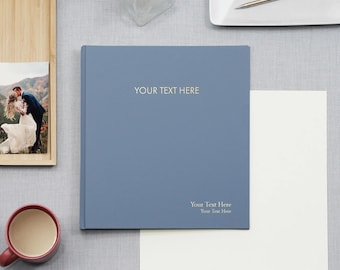Personalized 3-Ring Binder Ocean Blue Vegan Leather Custom Hard Cover Album Storage Corporate Gift