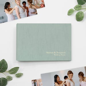 PERSONALIZED Small 4x6 Photo Binder with Robin's Egg Blue Silk Cover | Price Includes Custom Gold Foil Embossing | Holds up to 100 Photos