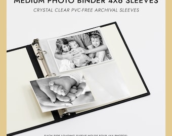 4x6 Photo Binder Sleeves Pack of 10 For 40 Photos Fits 4x6 Photo Binder Crystal Clear PVC-Free Archival Photo Album Sleeves