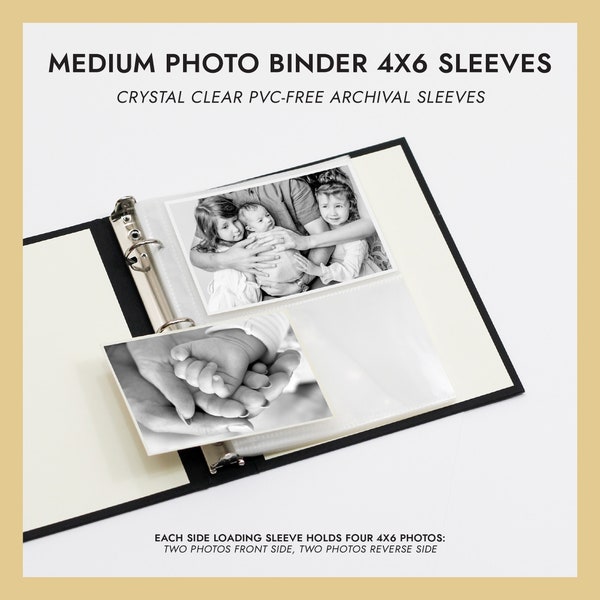 4x6 Photo Binder Sleeves Pack of 10 For 40 Photos Fits 4x6 Photo Binder Crystal Clear PVC-Free Archival Photo Album Sleeves