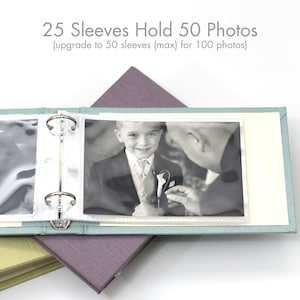 PERSONALIZED Small 4x6 Photo Binder with Natural Linen Cover Price Includes Custom Gold Foil Embossing Holds up to 100 Photos image 4