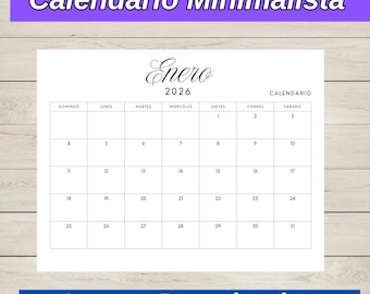 Calendario 2026 Minimalista, Spanish 2026 Calendar