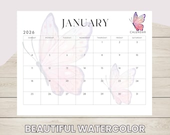 2026 Printable Calendars, Animal Lover, Watercolor Design
