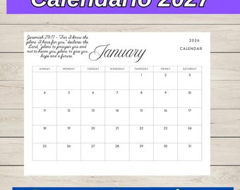 Calendario 2027 con Versículos Bíblicos – Español – PDF Imprimible