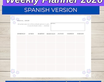 Spanish Weekly Planner, Printable Organizer, Versos Positivos en Español (Digital Download)