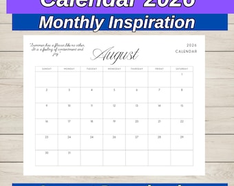 2026 Positive Calendar Digital Download, Minimalist Design, Elegant, Printable