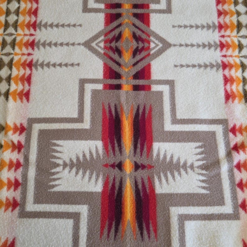 Beaver State Pendleton Harding Wool Blanket USA 68" X 68" Shawl Reversible EUC image 13