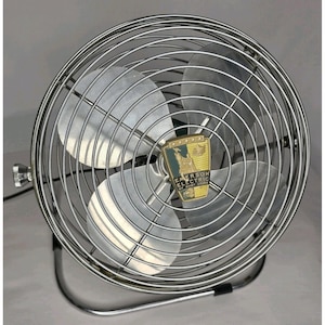 VTG 50s Emerson Seabreeze Industrial Fan Model 8250-B 10" Turquoise Silver Works image 1