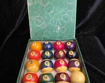 Vintage Aramith Billiard Complete Set Pool Balls 2 1/4" Made in Belgium In Box