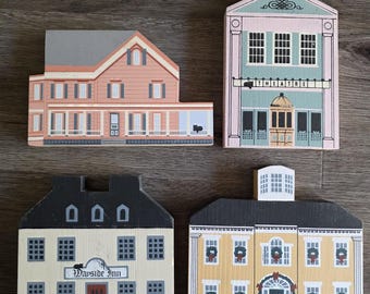 Vintage Lot Of 4 The Cat's Meow Wood Pieces Signed Faline 1983-1990