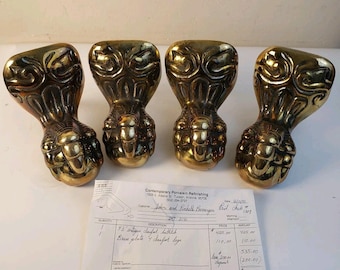 Antique Cast Iron Professionally Brass Plated Eagle Talon Claw Bathtub Feet (4)